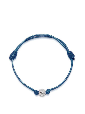 Nialaya Men's String Bracelet Navy Blue String Bracelet with Silver MST_080